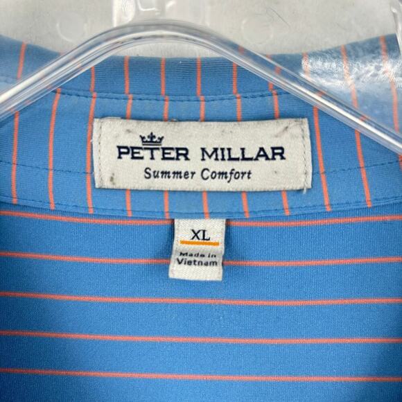 Peter Millar Summer Comfort Polo Golf Shirt Mens Size XL Blue Ombre Stripe - Picture 3 of 10